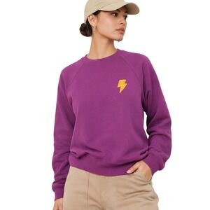 HEY GANG Lightning Bolt Crewneck Sweatshirt in purple Made in USA size 1